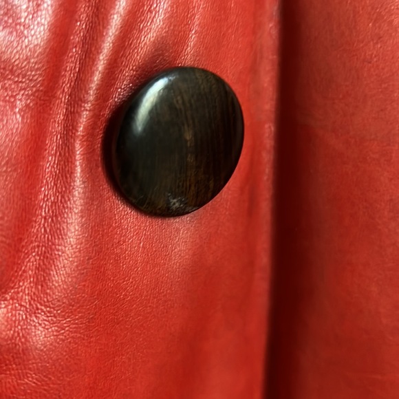 Yves Saint Laurent Rive Gauche Red Leather quilted jacket. velvet cuffs Large. - Picture 7 of 7
